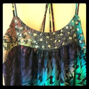 Colorful, classy butterfly pattern, sequined tank